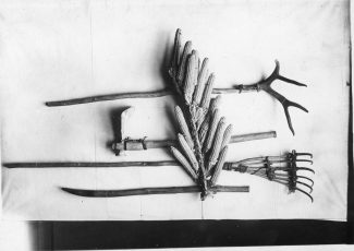 Native agricultural tools belonging to Buffalo Bird Woman, ca. 1870. Museum of the Rockies, Bozeman, Montana. “Fair use” 6825. Digital Public Library of America.