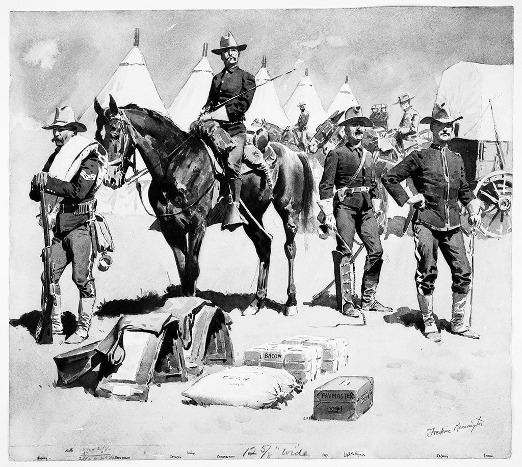 This untitled ink wash drawing, apparently from 1894, was submitted for examination in 2004, and the opinion rendered was that it was an original work by Frederic Remington. Image provided by the Remington catalogue raisonne.