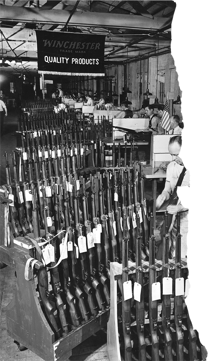 Inspecting M1 Garand rifles manufactured at Winchester Repeating Arms Co. MS 20 Winchester Repeating Arms Company Archives Collection. P.20.1563