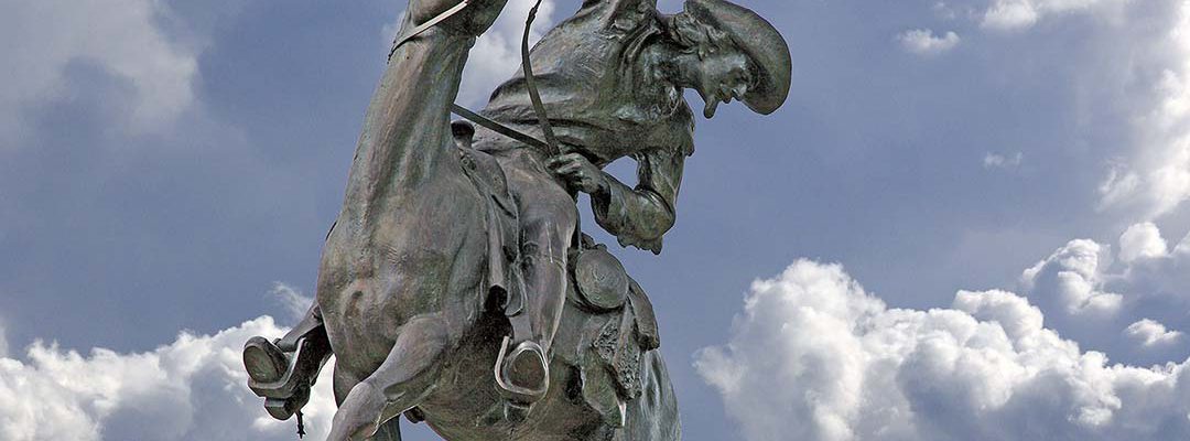 Events in Cody honoring Buffalo Bill’s birthday include the Buffalo Bill Birthday Ball February 23, a free day at the Center of the West February 24, and the Cody High School FFA’s annual wreath-laying ceremony at Gertrude Vanderbilt Whitney’s iconic Scout sculpture (3.58). Photo by David Peters.