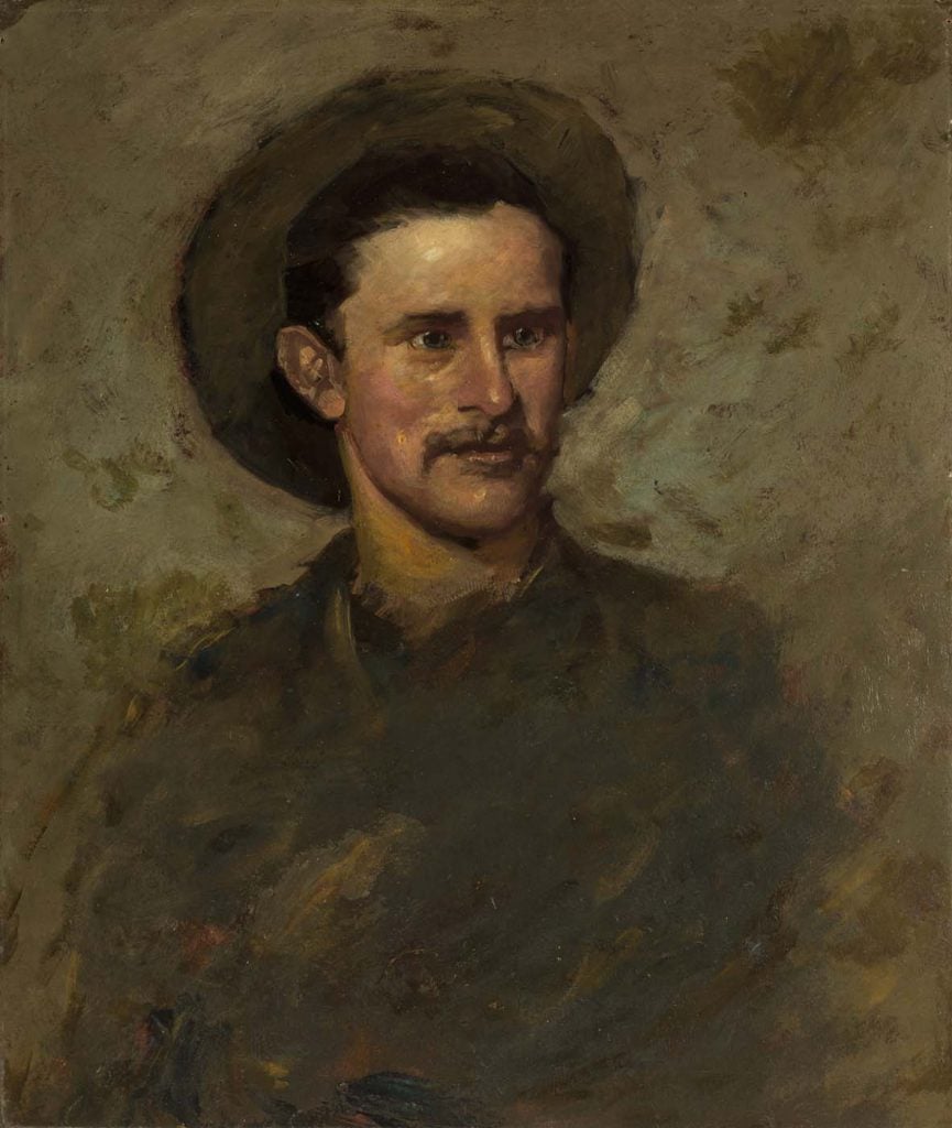 Alexander Phimister Proctor (1860-1950). Self-Portrait, 1882. Oil on paperboard mounted on canvas, 26 x 22 inches. Gift of A. Phimister Proctor Museum with special thanks to Sandy and Sally Church. 2.16.9