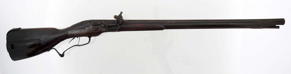 Wheellock rifle made by R. Rowland, London, England, 1702–1716. Buffalo Bill Center of the West, Cody, Wyoming, USA. Gift of Olin Corporation, Winchester Arms Collection. 1988.8.1241