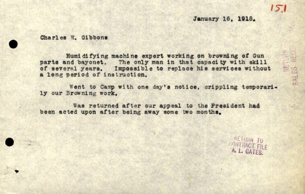 Example of one such letter. MS 20 Winchester Repeating Arms Company Collection, McCracken Research Library. MS20.03.14.0452