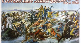 Poster, Custer's Last Stand as Presented By Buffalo Bill's Wild West. Courier, Buffalo, NY. Lithograph poster, 1905. Buffalo Bill Museum. 1.69.2165