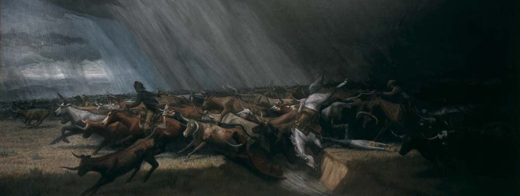 (Fig. 4) Harry Jackson. Stampede (1965). Oil on canvas. Gifts of The Coe Foundation. 29.65