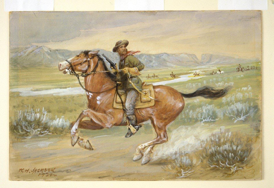 Pony Express Rider, William Henry Jackson, watercolor, 54.59