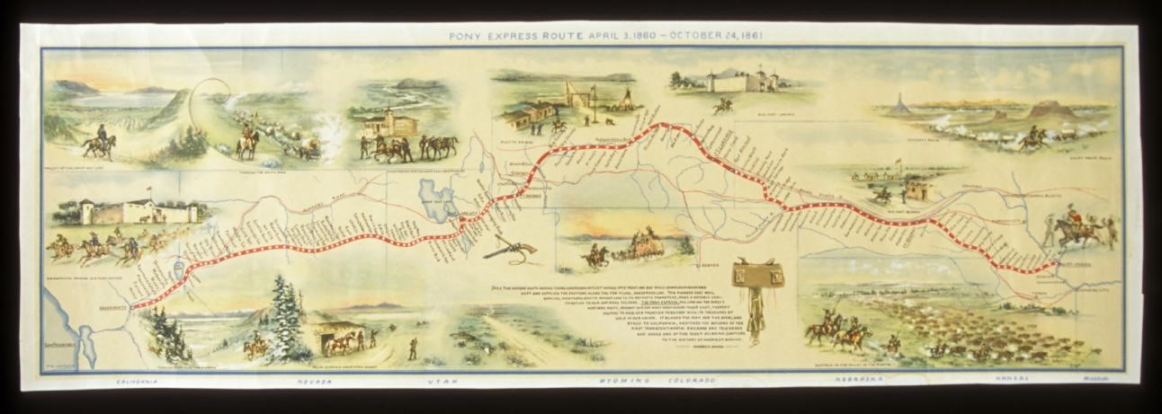 Map of Pony Express route, reproduction from original blue print by George Tresler, 1.69.17