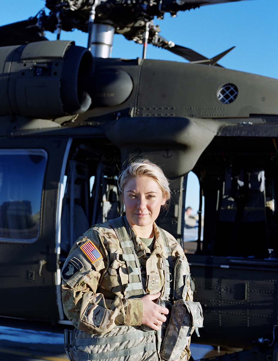 Lauren Gurney pilots UH-60 Blackhawk helicopters for the Wyoming Army National Guard. She is the only female Army MEDEVAC pilot in Wyoming. Gurney is the lead baker at Dornan's, in Moose, Wyoming, her family's fifth generation business. She is also a chocolatier and baker for Jackson Cake Company, which she owns. Photo by Lindsay Linton Buk.