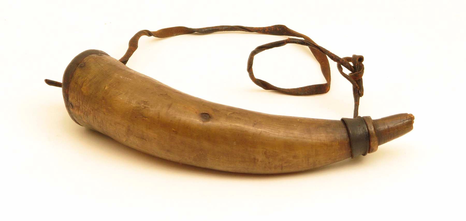 Powder horn, ca. 1840. Chahiksichahiks (Pawnee). The Paul Dyck Plains Indian Buffalo Culture Collection, acquired through the generosity of the Dyck family and additional gifts of the Nielson Family and the Estate of Margaret S. Coe. NA.108.153