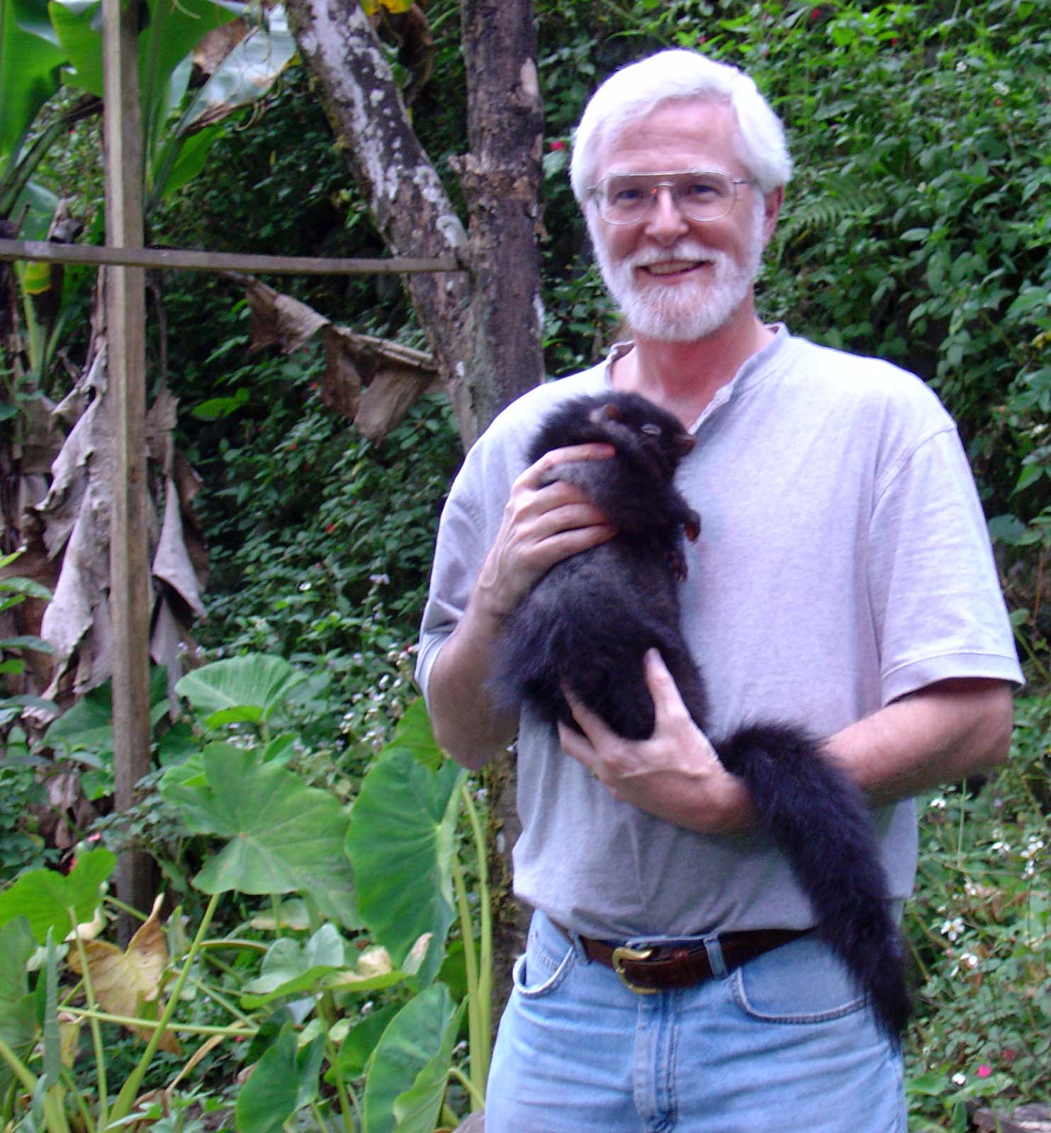 Lawrence Heaney with Crateromys, a genus of rodent native to the Philippines.