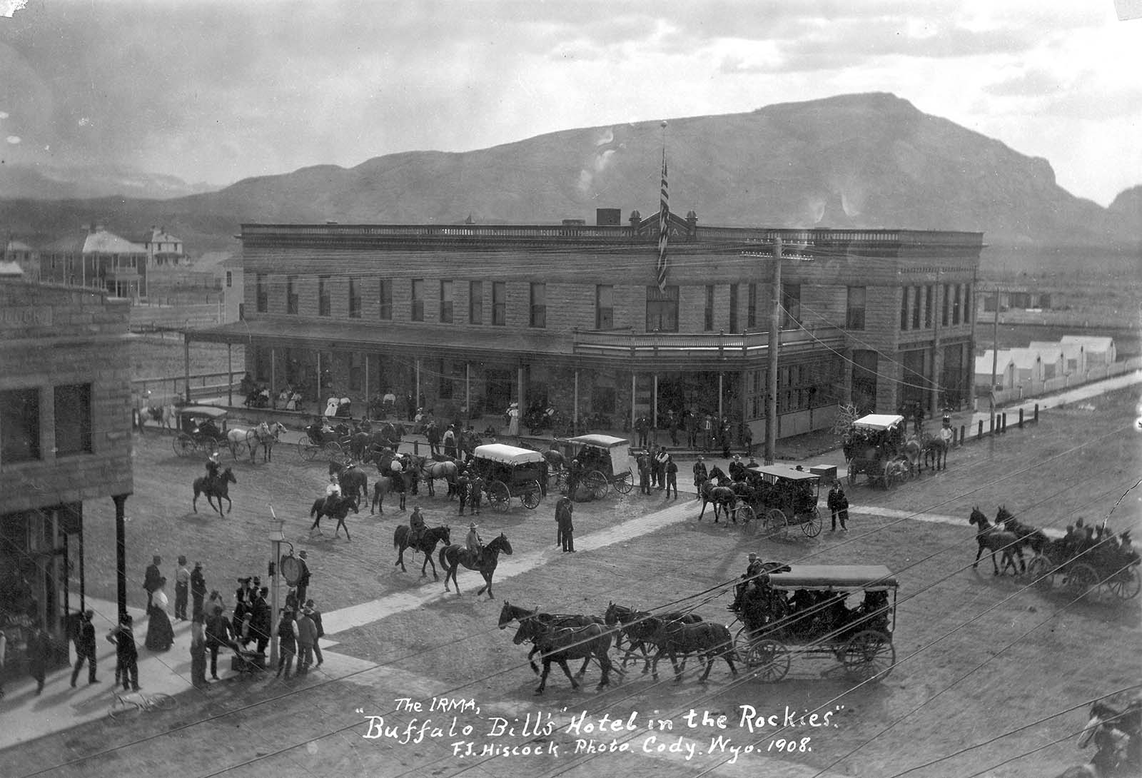 The Irma Hotel in 1908. MS 6 William F. Cody Collection, McCracken Research Library. P.6.0726