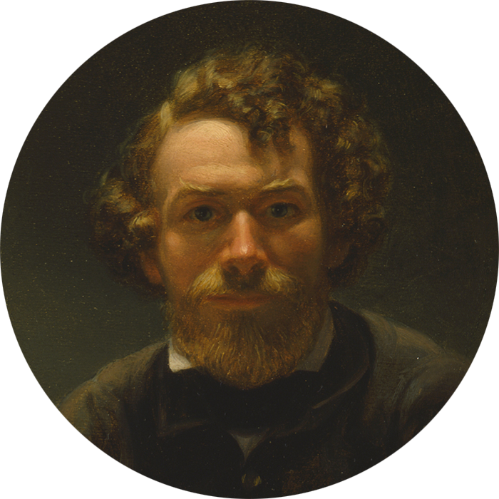 William Ranney (1813-1857), "Self-Portrait," c. 1856. Oil on academy board, 8.25 x 7 inches. Private Collection.