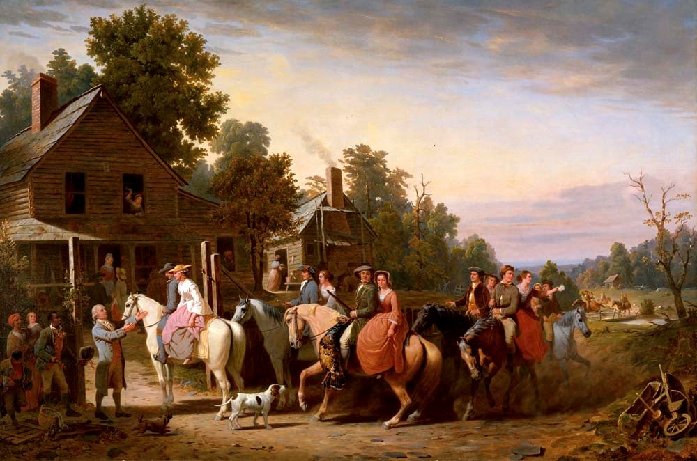 William Ranney (1813-1857), "Virginia Wedding," 1854, oil on canvas, 54.125 x 82.5 inches. Courtesy of the R.W. Norton Art Gallery, Shreveport, Louisiana.