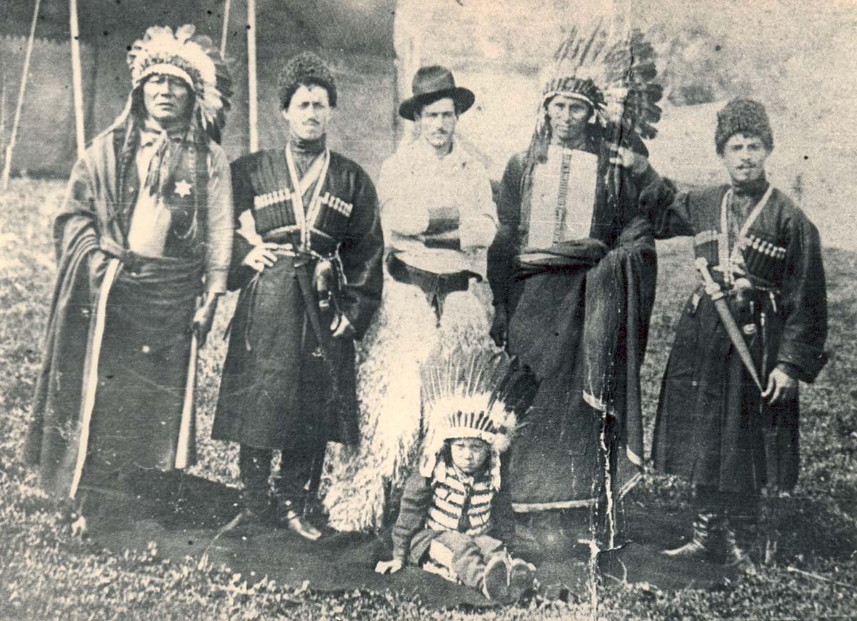Wild West show members including, Georgians and Native Americans, ca. 1900. Collection of Irakli Makharadze.