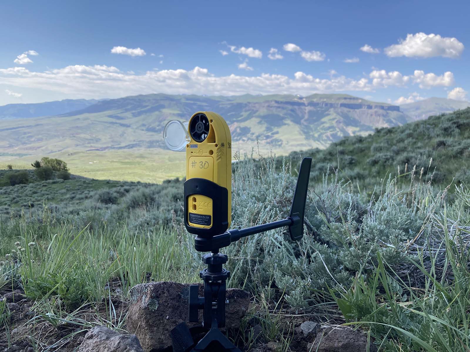 Portable weather stations track wind speed and temperature among other data useful in documenting moose habitat preferences.