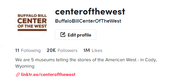 The Buffalo Bill Center of the West's TikTok Page.