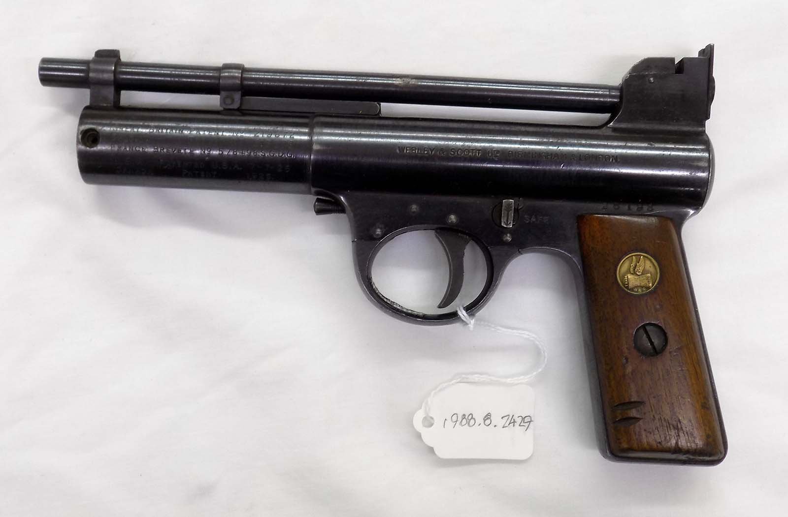 Webley Mark 1 Air Pistol. Gift of Olin Corporation, Winchester Arms Collection. 1988.8.2429