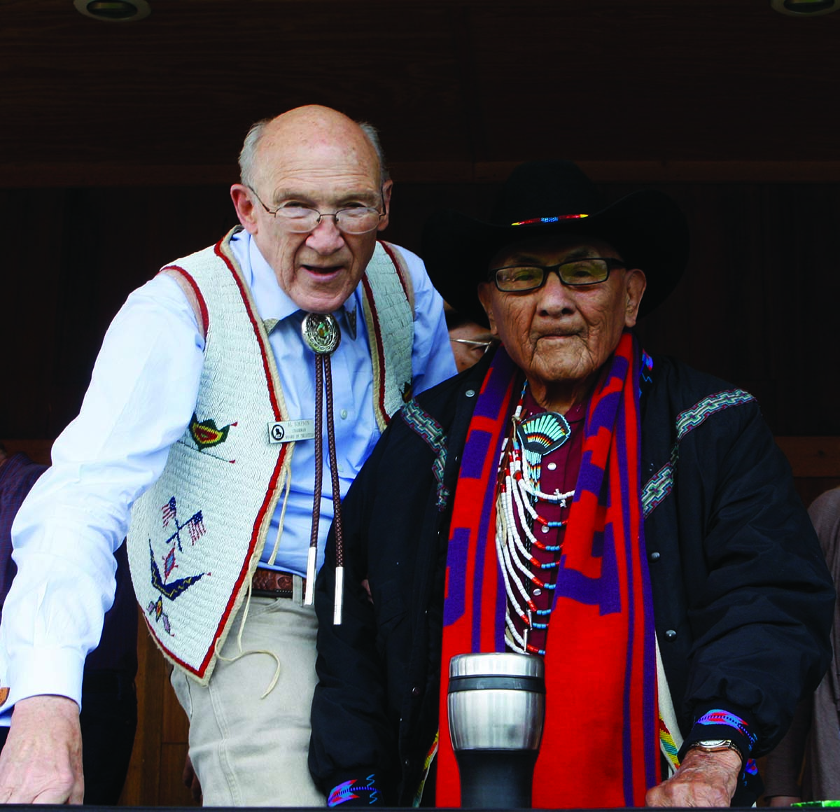 Al Simpson with Crow Elder and Plains Indian Museum Advisory Board member Joe Medicine Crow, 2011.