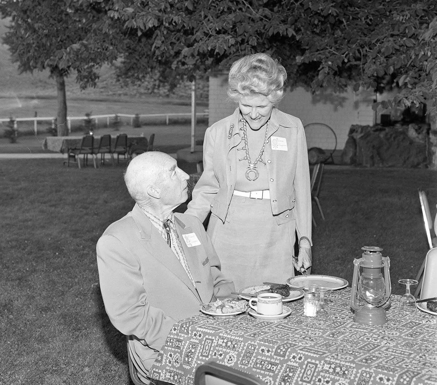 Lorna and Milward Simpson, 1974, Trail Creek Ranch, Wyoming. PN.89.68.12448.09