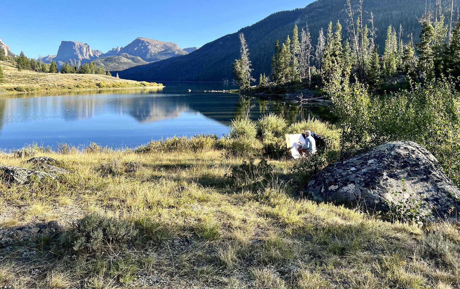 Tony Foster painting in his chosen site for his Squaretop painting. Photograph courtesy of Karen Brooks McWhorter.