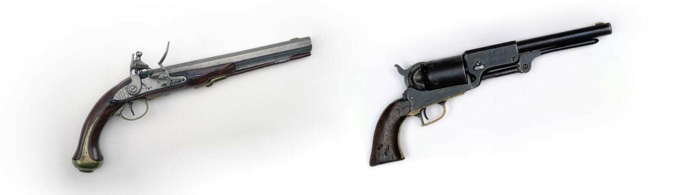 Winchester 1805 (1988.8.3888) and Colt Walker 1847 (1996.12.1)