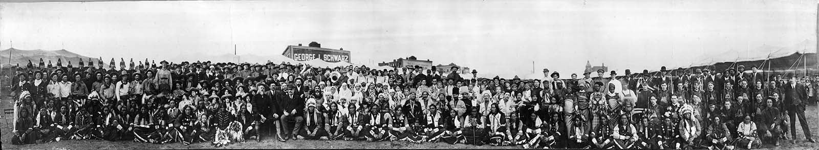 Cast photo, Buffalo Bill's Wild West and Pawnee Bill's Great Far East shows, 1912. MS 6 William F. Cody Collection. P.69.0016
