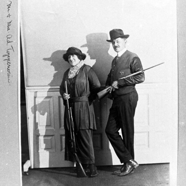 Adolph and Elizabeth (Plinky) Topperwein were a couple and sharpshooting duo. MS 20 Winchester Repeating Arms Company Collection. P.20.2986